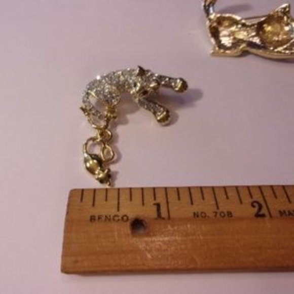 "Two Pave Rhinestone Kitten Cat Brooches " - Picture 5 of 6